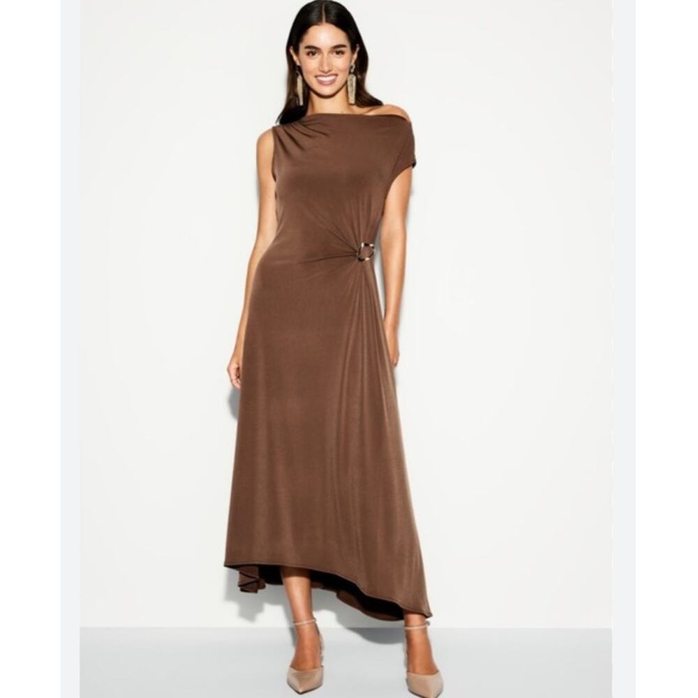 Old Navy The Occasion Twist Front Jersey Midi Dress Espresso Brown Large